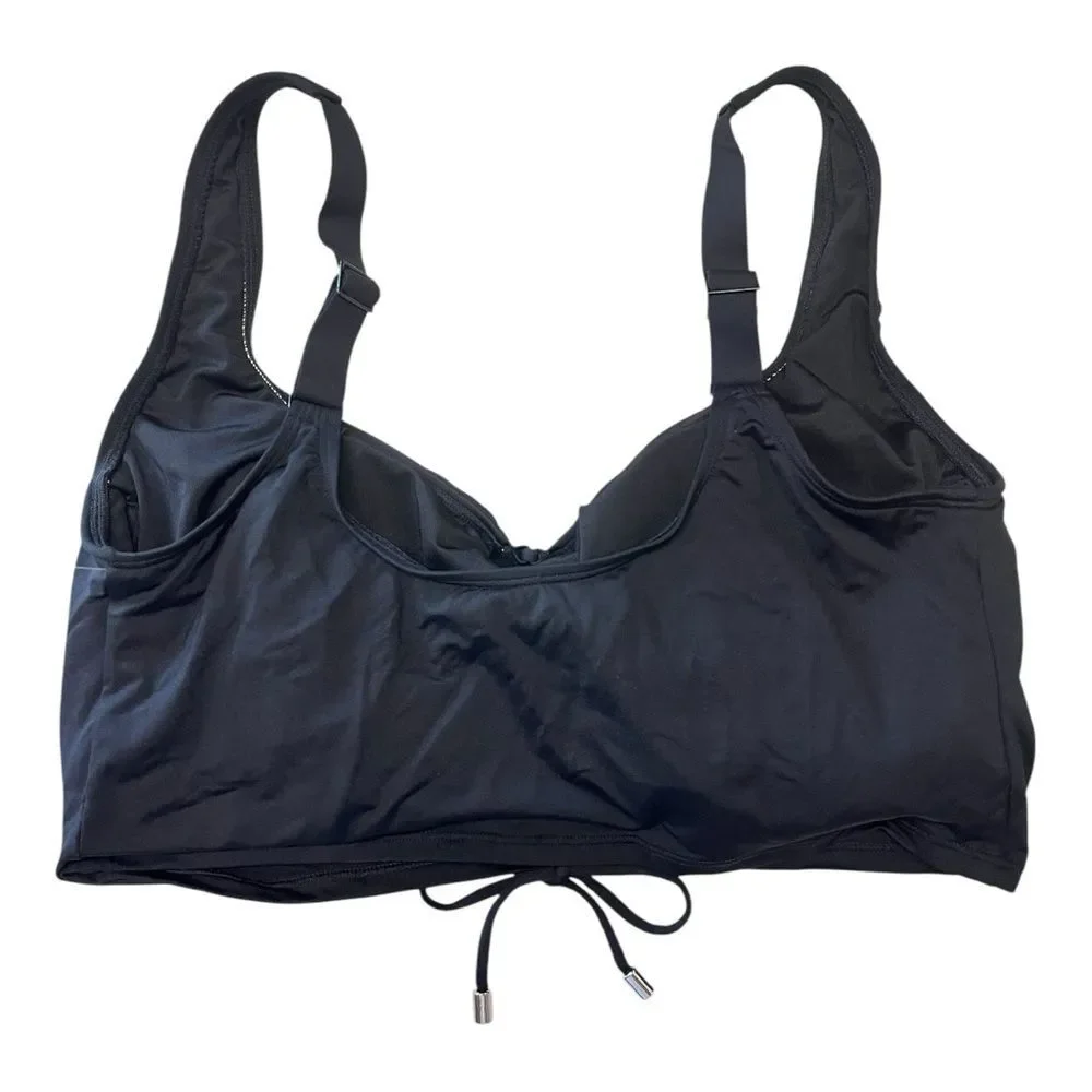 Coco Reef Elevate Bra Sized Shirred Front Underwire Bikini Top Modest Black Swim